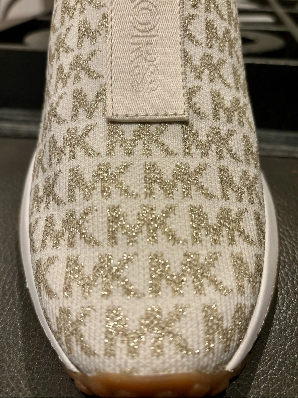 New Michael Kors Cream & Gold Slip-On Sneaker - Picture 5 of 11